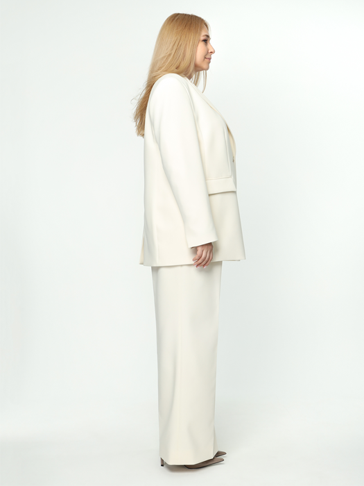 Однобортный жакет свободного кроя (Молочный)