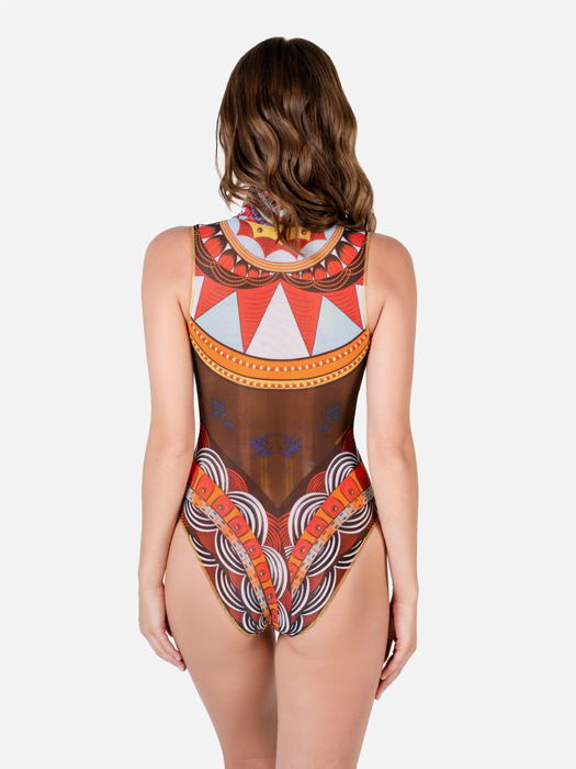 Слитный купальник без рукава с молнией Rodasoleil "Африка" 