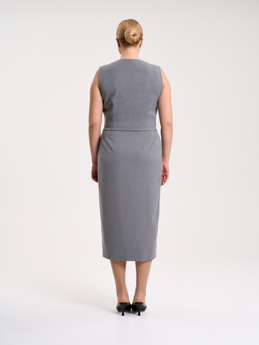 Юбка миди с разрезом (Серый)