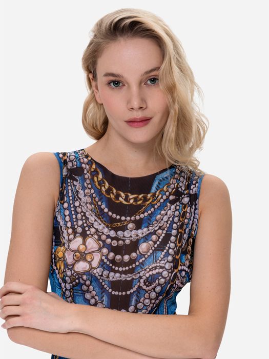 Слитный купальник без рукава Rodasoleil "Джинс" 