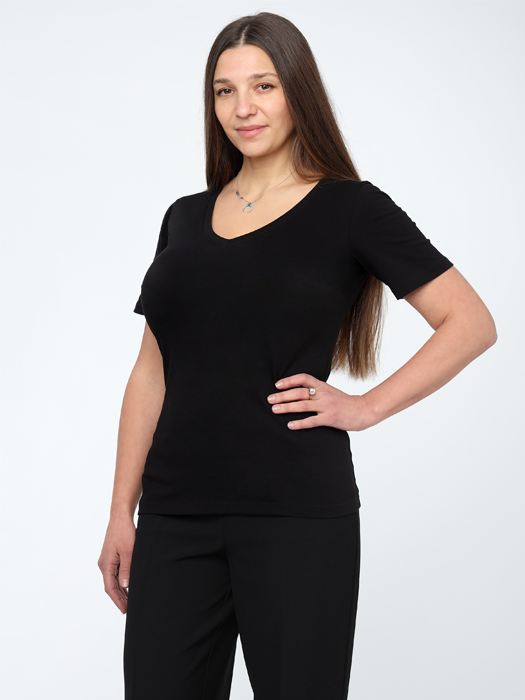 Футболка с вырезом (Черный)