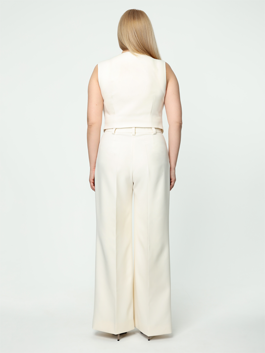 Брюки-палаццо с защипами (Молочный)