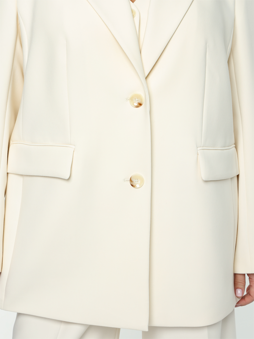 Однобортный жакет свободного кроя (Молочный)