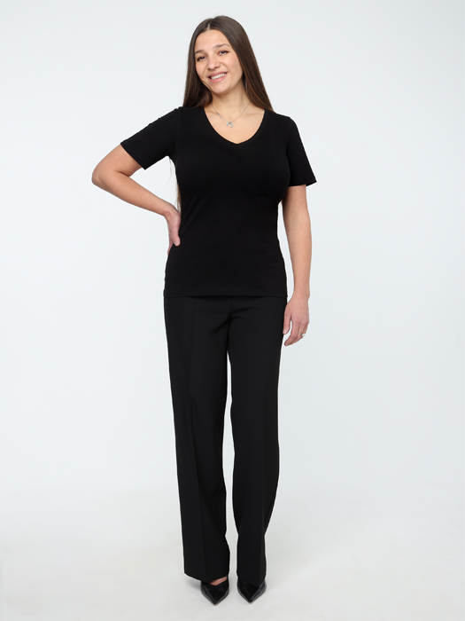 Футболка с вырезом (Черный)