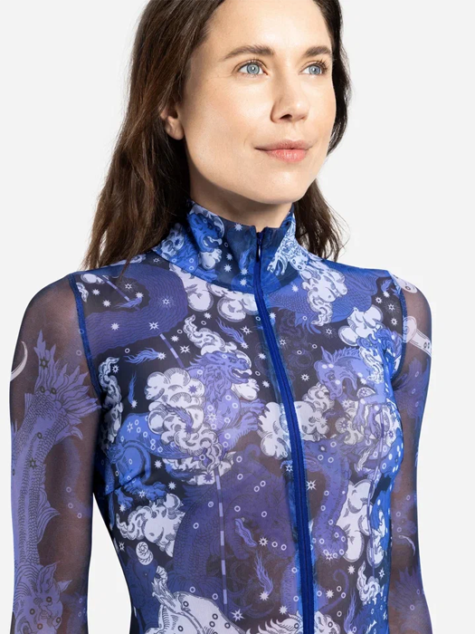 Слитный купальник с рукавом и молнией Rodasoleil "Черничные ночи" 