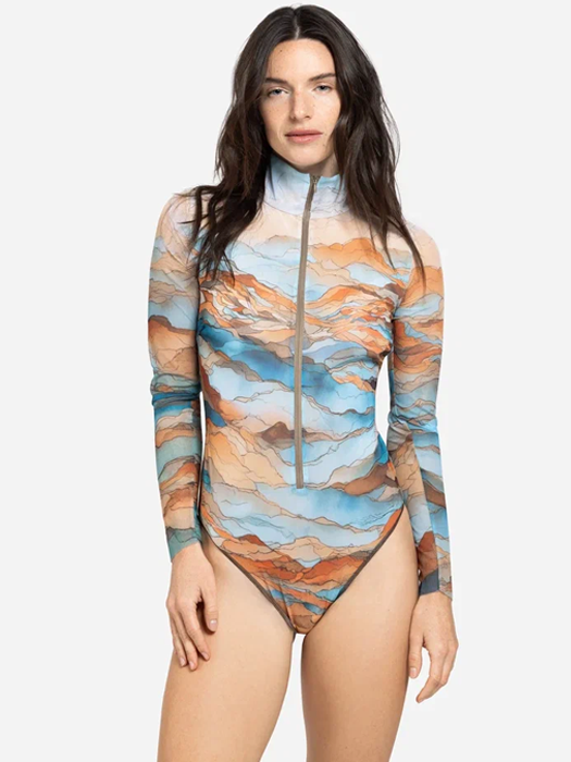 Слитный купальник с рукавом и молнией Rodasoleil "Анза" 