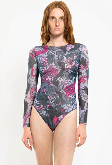 Слитный купальник с рукавом Rodasoleil "Лунная пыль" 