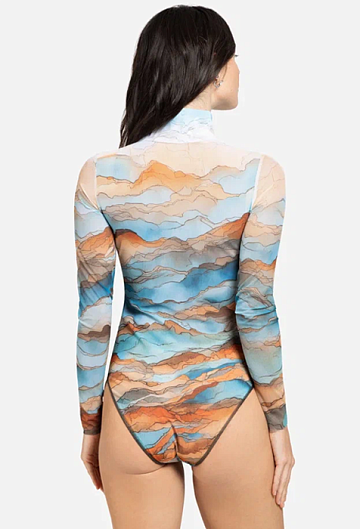 Слитный купальник с рукавом и молнией Rodasoleil "Анза" 