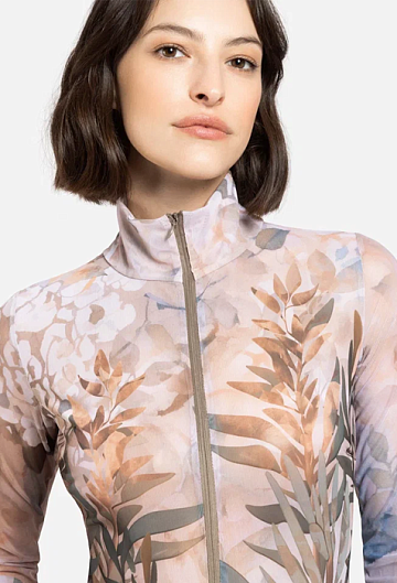 Слитный купальник с рукавом и молнией Rodasoleil "Оливки" 