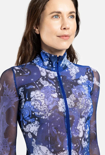 Слитный купальник с рукавом и молнией Rodasoleil "Черничные ночи" 