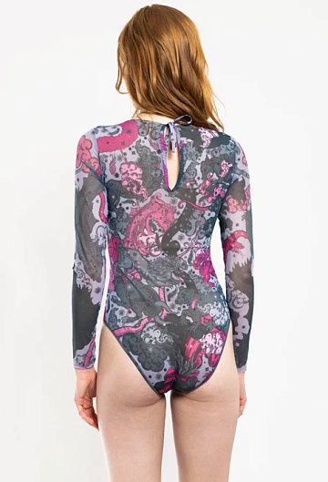 Слитный купальник с рукавом Rodasoleil "Лунная пыль" 