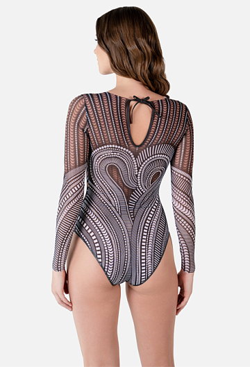 Слитный купальник с рукавом Rodasoleil "Год лошади" 